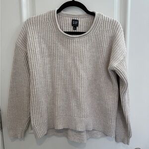 GAP Women's Ribbed Knit Sweater - Soft Cream rolled neck